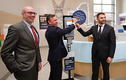 NYISO President and CEO Rich Dewey, NYPA President and CEO Justin Driscoll, and LS Power CEO Paul Segal commemorate the completion of the Central East Energy Connect - a segment of the AC Transmission project.