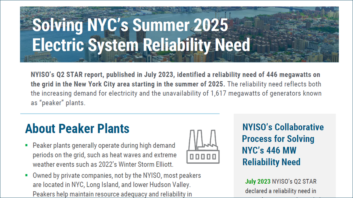 FACT SHEET: Solving NYC’s Summer 2025 electric system reliability need